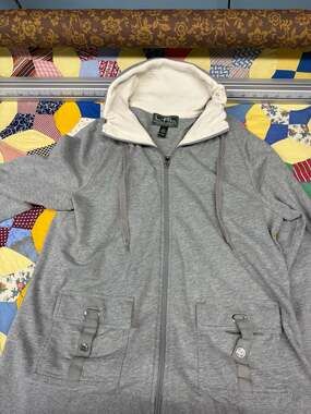 Lauren Ralph Lauren Active Women's Heather Gray Full-Zip Hoodie with Snap Pocket